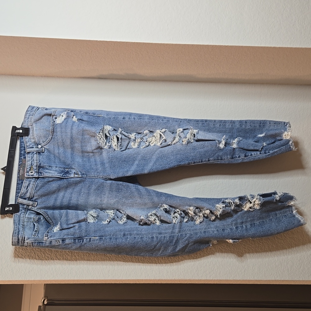 Torrid High Rise Straight Destructed Jeans (Short Length)